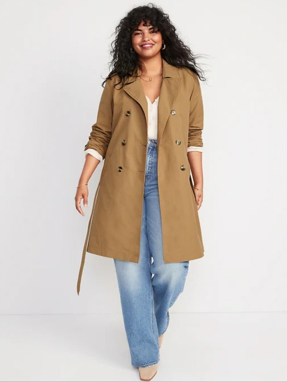 Old Navy Water-resistant Tir Belt Trench Coat Size XL In Tan
